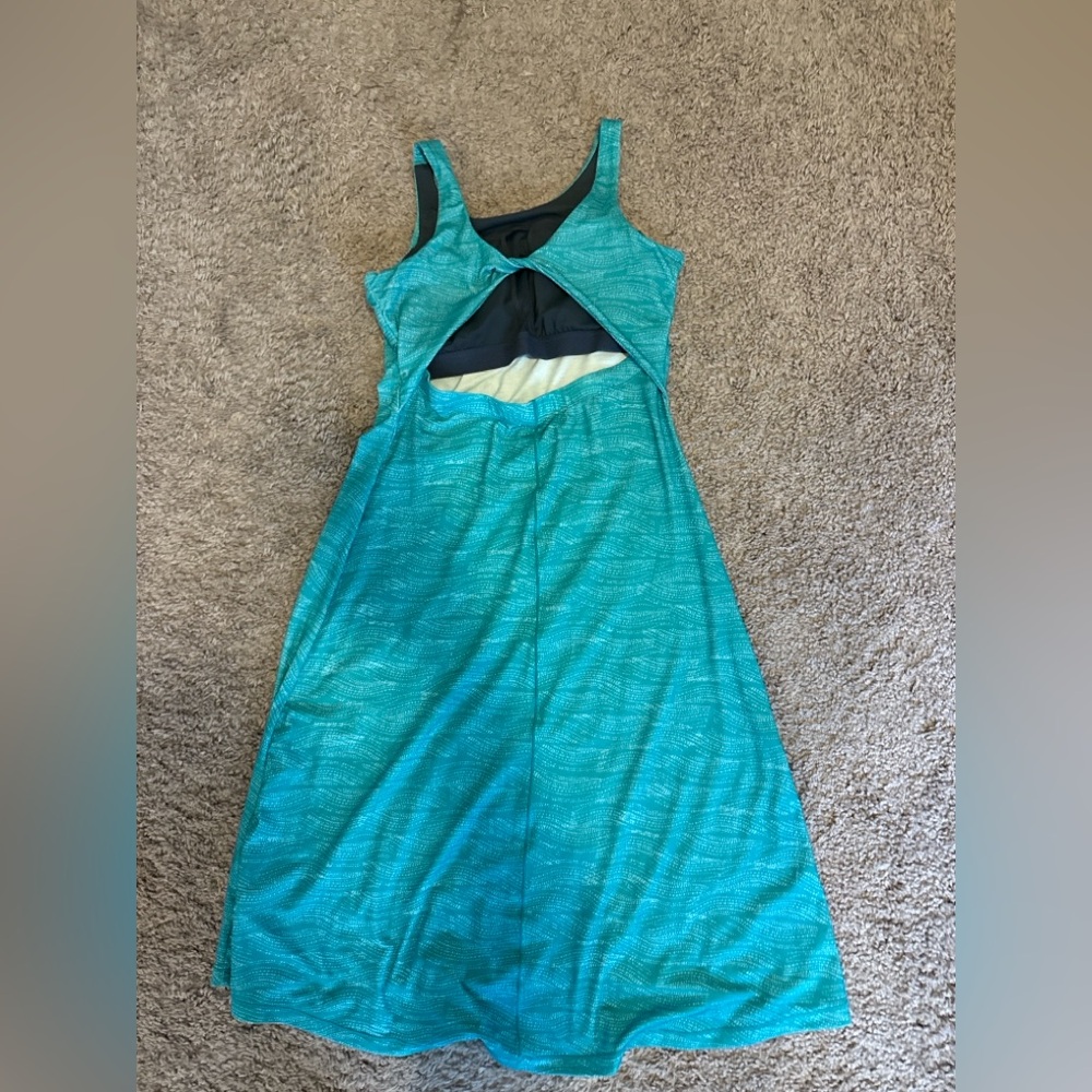 prAna Built-In Shelf Bra Active Dress XS Aqua Blue